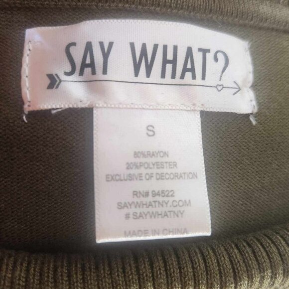 Say What! Bodycon Studded Sweater Dress Olive Green Size S - Picture 8 of 8